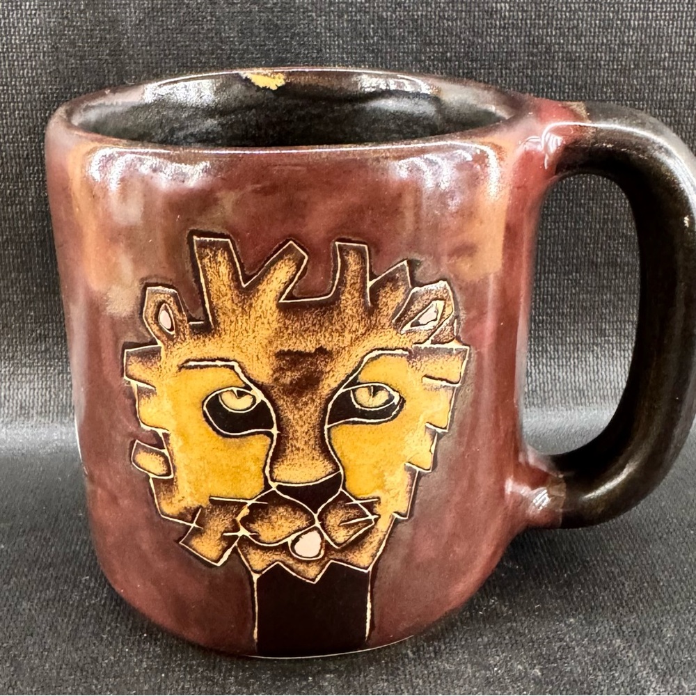 Mara Mexico Stoneware Leo The Lion Coffee Mug Hand Painted Zodiac Astrology